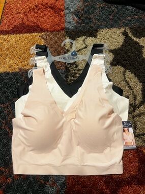 NWT Nautica Laser Cut Lounge Bras - Blush, White, Black (3-Pack)